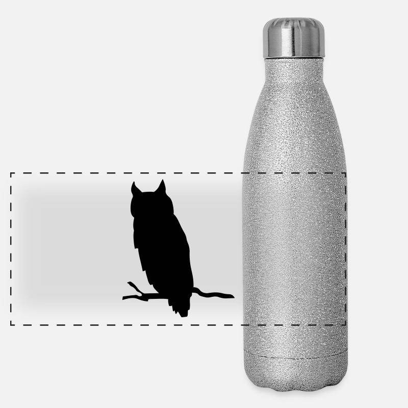 Eule Silhouette Tier Geschenk Ast Nacht Panorama Glitzer Isolierflasche 500 ml