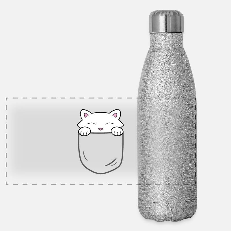 Süße Katze, die in einer Tasche sitzt Panorama Glitzer Isolierflasche 500 ml