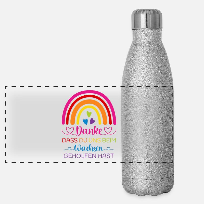 Boho Regenbogen bunt Danke sagen Kindergarten Kita Panorama Glitzer Isolierflasche 500 ml