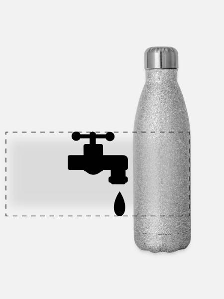 Wasserhahn Wasser Geschenk - Panorama Glitzer Isolierflasche 500 ml - Silber Glitzer
