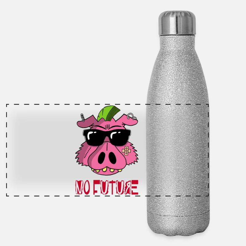 Cochon punk Gourde isotherme panoramique pailletée 500 ml