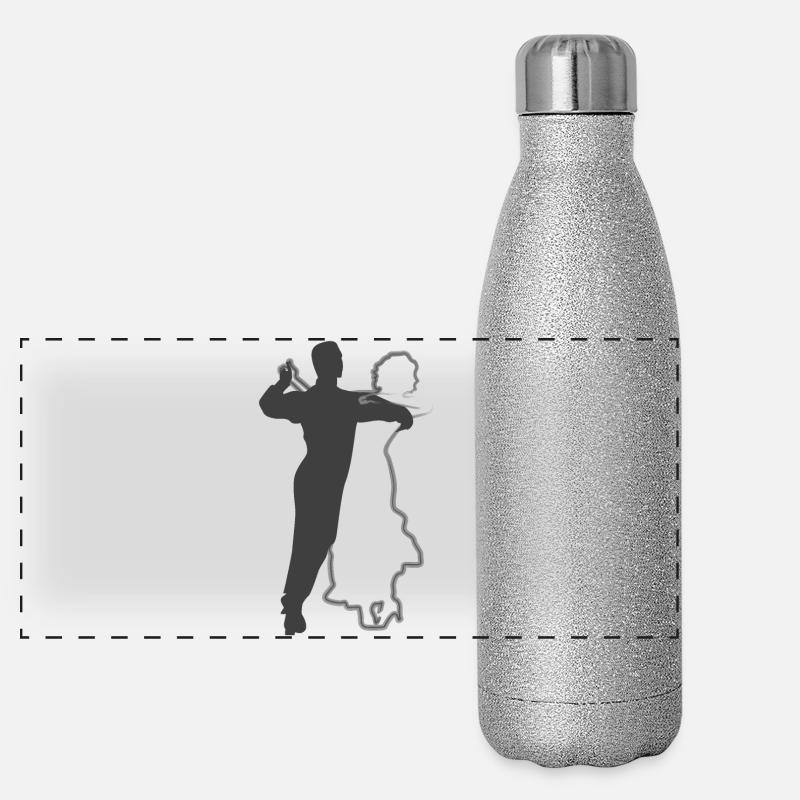 Conception élégante de silhouettes de couple dansant Gourde isotherme panoramique pailletée 500 ml