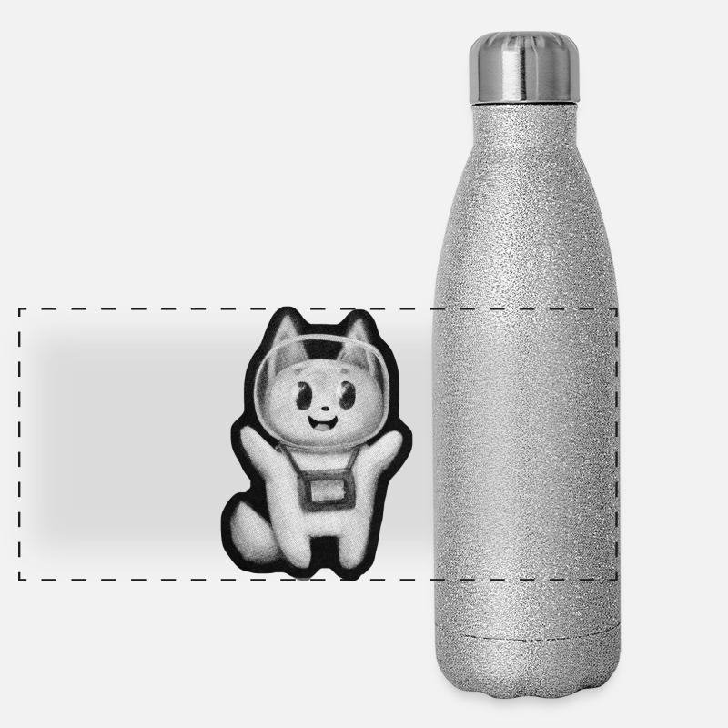 Retro Weltraum Katze Panorama Glitzer Isolierflasche 500 ml