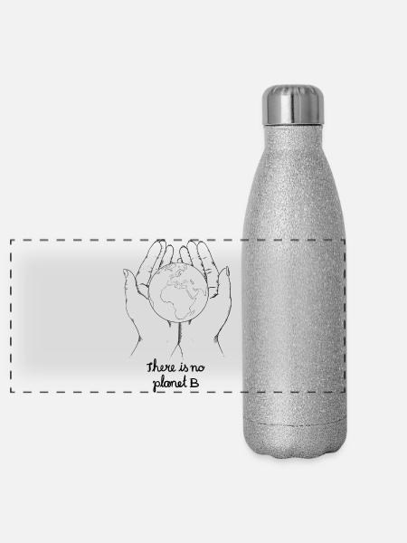 There is no planet b - Panorama Glitzer Isolierflasche 500 ml - Silber Glitzer