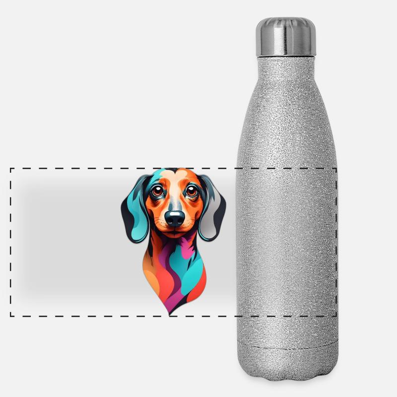 Teckel coloré Gourde isotherme panoramique pailletée 500 ml