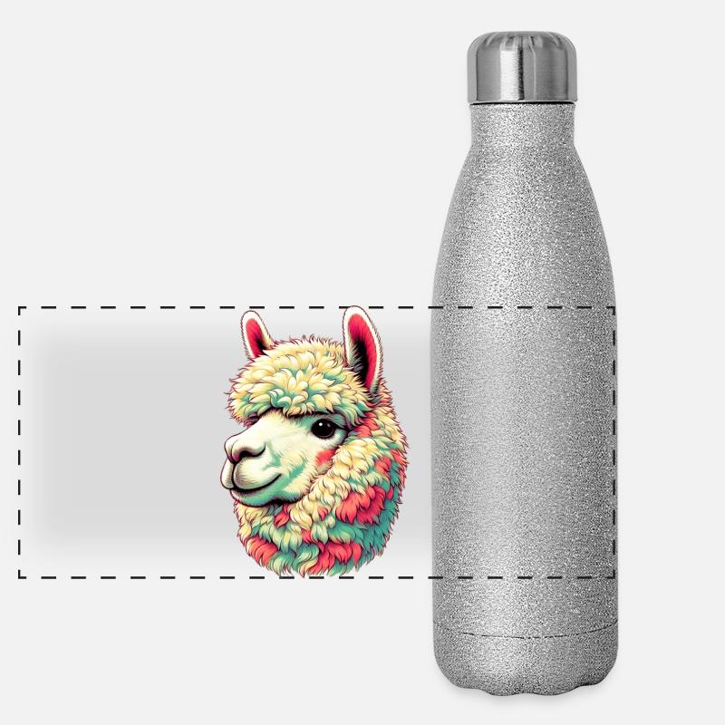 Alpaka Panorama Glitzer Isolierflasche 500 ml