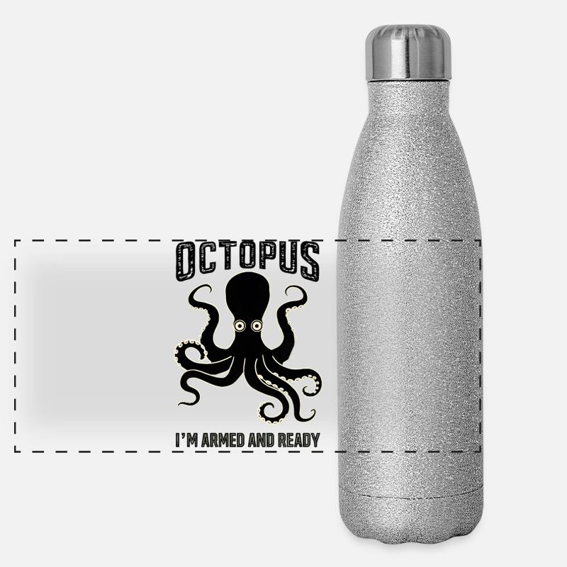 Octopus : je suis armé et prêt Gourde isotherme panoramique pailletée 500 ml