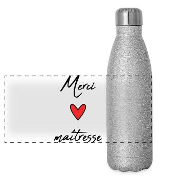 MAÎTRESSE. MERCI. MERCI MAÎTRESSE - Gourde isotherme panoramique pailletée 500 ml - paillettes argentées - Devant