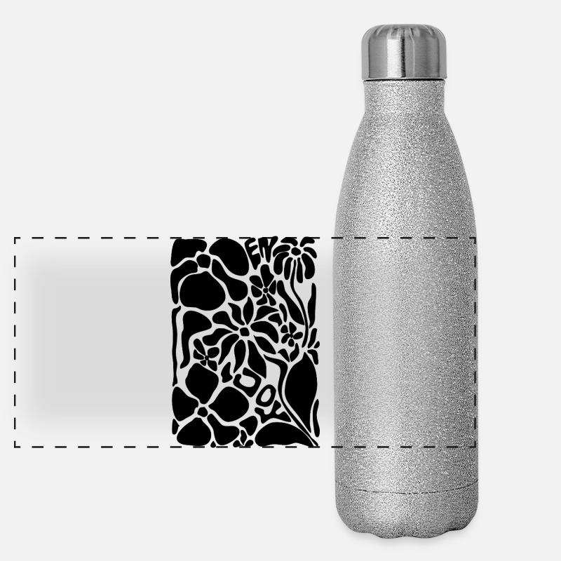 Fleurs abstraites - Profitez-en Gourde isotherme panoramique pailletée 500 ml