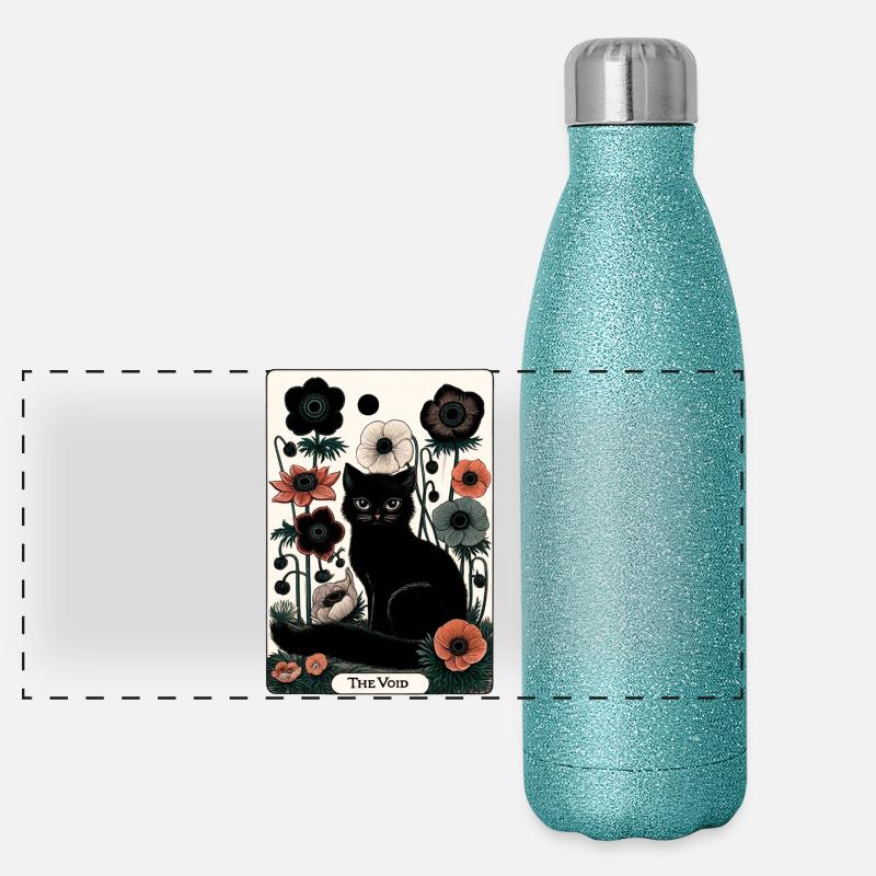 Void Katze in Blüte Tarot Panorama Glitzer Isolierflasche 500 ml