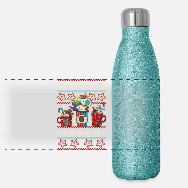 Weihnachtsbäckerei - Einhorn - Backen mit Kindern Panorama Glitzer Isolierflasche 500 ml