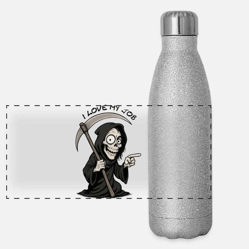 Grim Reaper Cartoon: Mischievous Grim Reaper Panoramic Glitter Thermal Bottle 500 ml