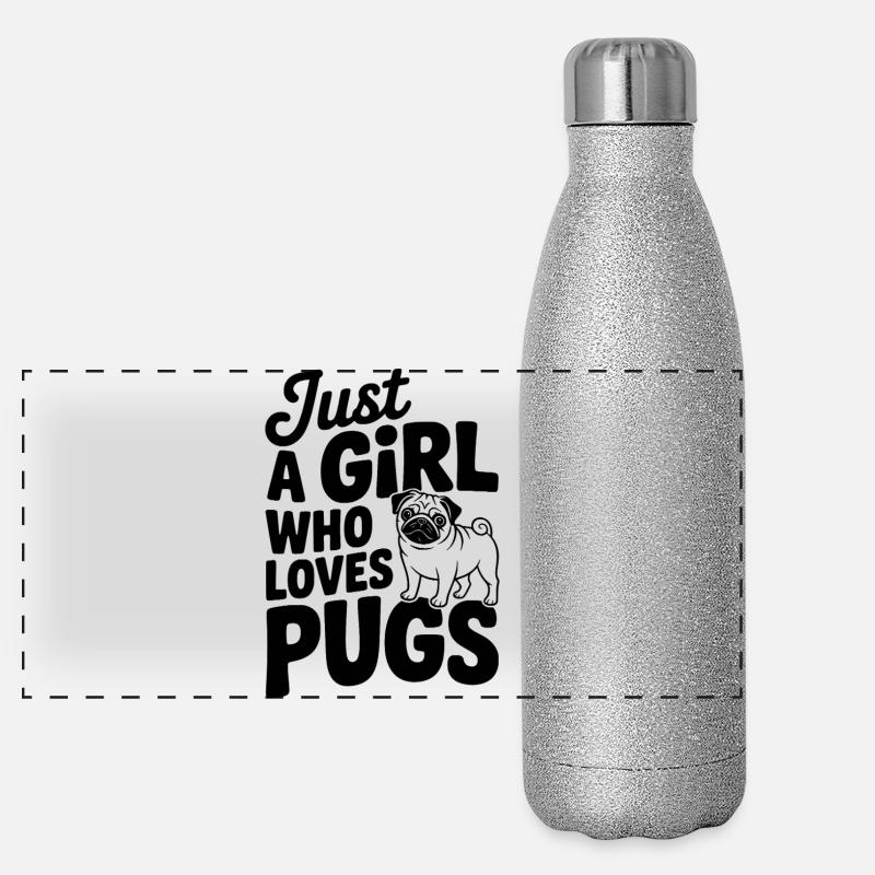 Nur ein Mädchen, das Möpse liebt Panorama Glitzer Isolierflasche 500 ml