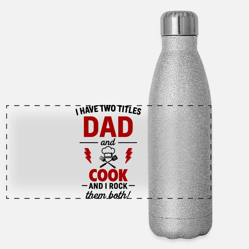 Dad And Chef Two Titles Funny Gift Panoramic Glitter Thermal Bottle 500 ml