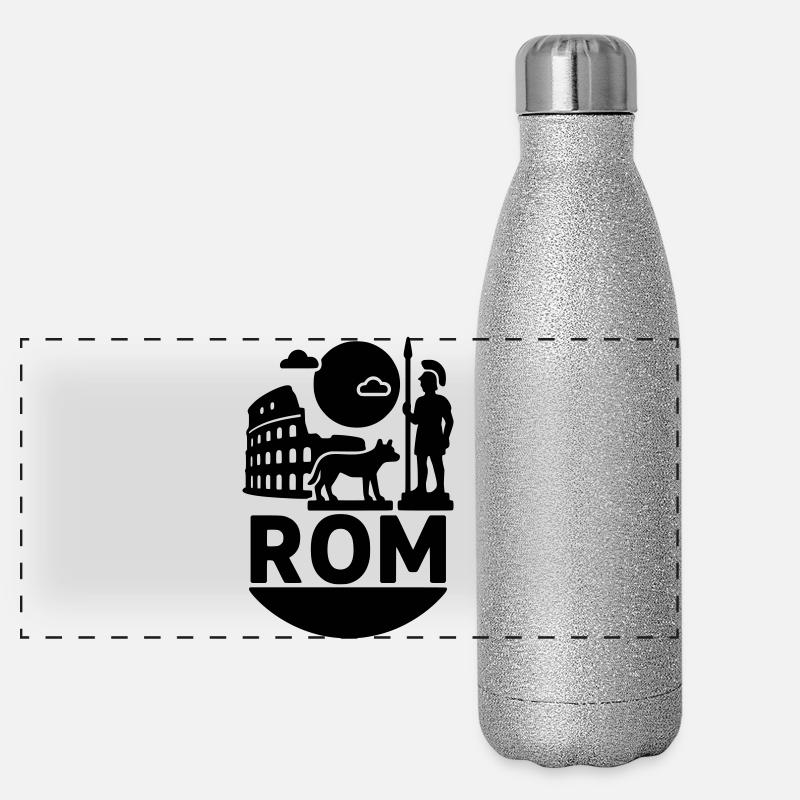 Monument de la Silhouette de Rome - Gourde isotherme panoramique pailletée 500 ml - paillettes argentées