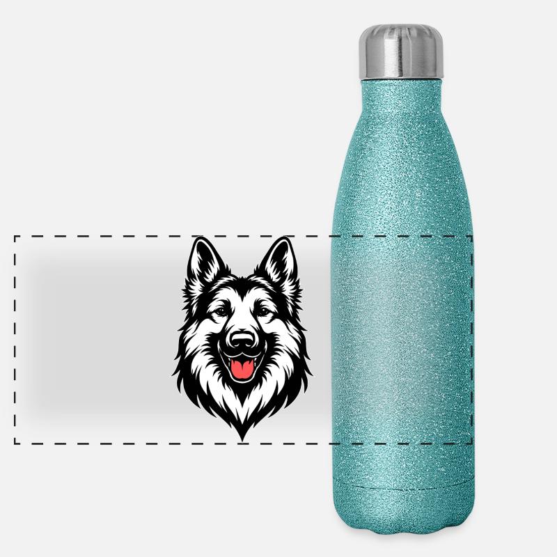 Deutscher Schäferhund Design Panorama Glitzer Isolierflasche 500 ml