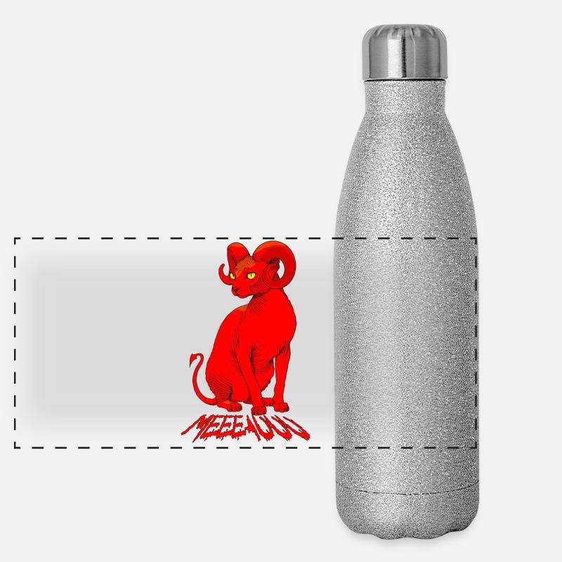 Dämonen-Sphinx-Katze: Rote Meeeauuu Panorama Glitzer Isolierflasche 500 ml