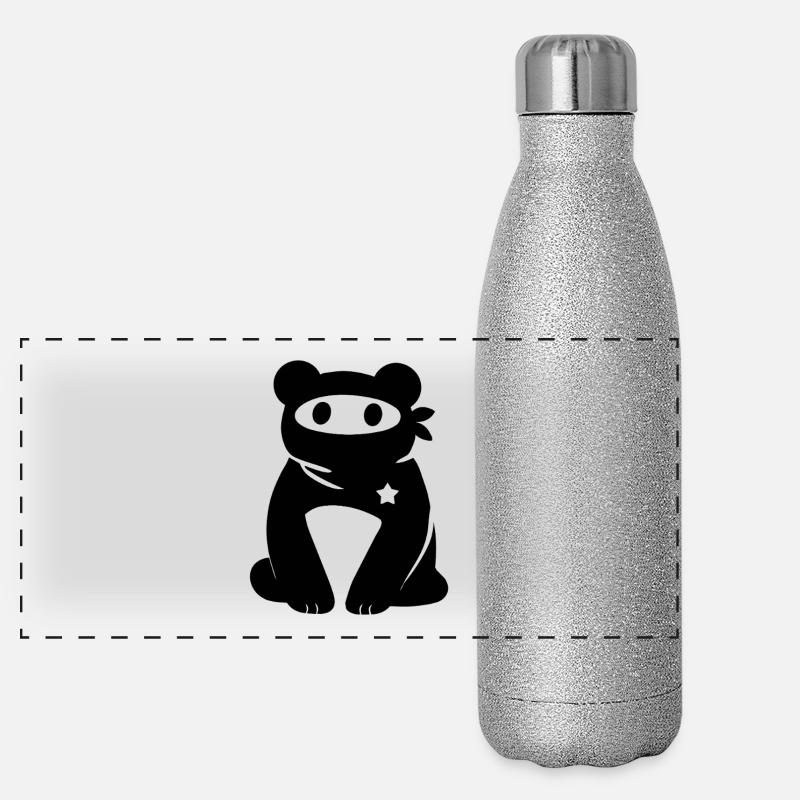 Vermummter Bär mit Stern – Antifaschismus Antifa Panorama Glitzer Isolierflasche 500 ml