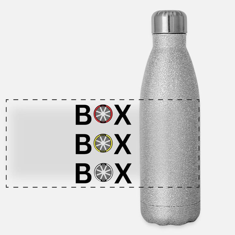 BOX BOX BOX - Panorama Glitzer Isolierflasche 500 ml - Silber Glitzer