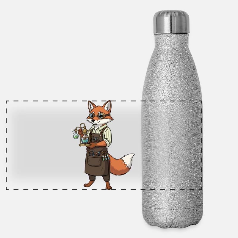 Fox Alchemist Steampunk Mad Scientist Panoramic Glitter Thermal Bottle 500 ml