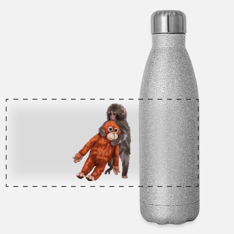 Punch Punch-Kun - Monkey Panoramic Glitter Thermal Bottle 500 ml