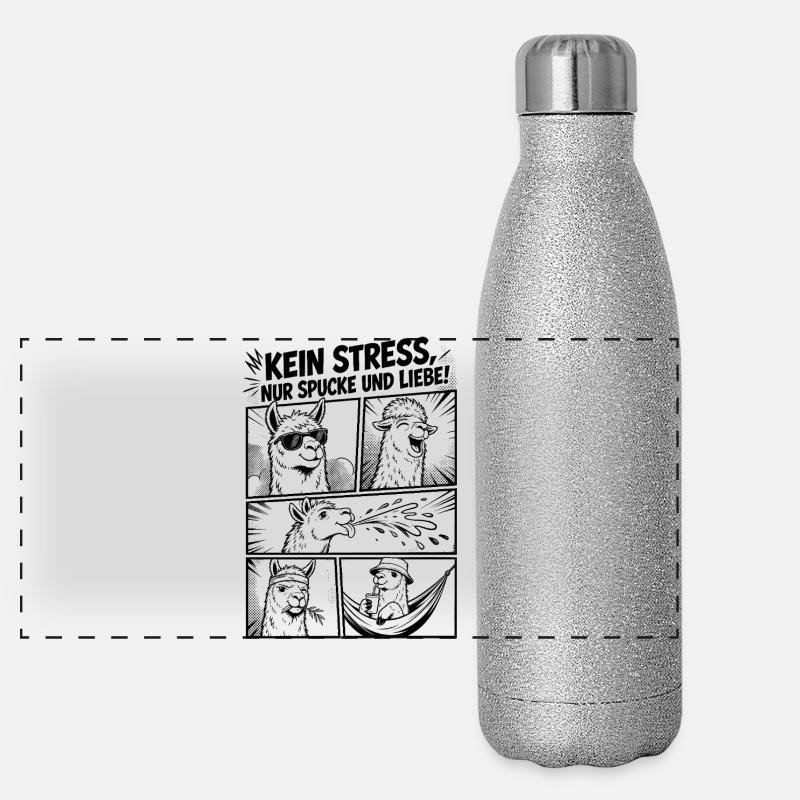Lustiges Lama Comic Spruch Humor Design Panorama Glitzer Isolierflasche 500 ml
