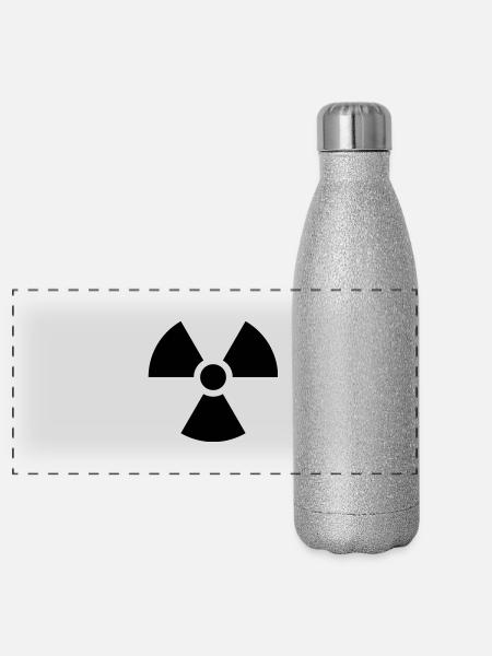Radioaktiv Nuklear Gefahr - Panorama Glitzer Isolierflasche 500 ml - Silber Glitzer - Vorne