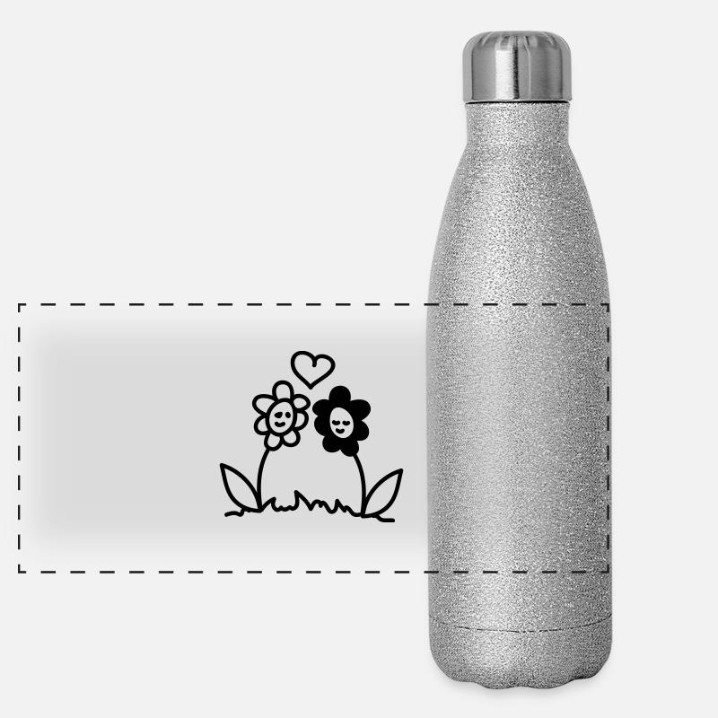 Flowers in Love - Line Panorama Glitzer Isolierflasche 500 ml