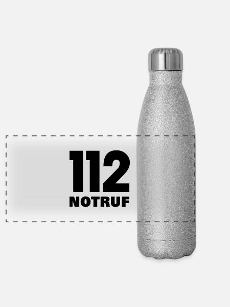 112 Notruf - Panorama Glitzer Isolierflasche 500 ml - Silber Glitzer - Vorne