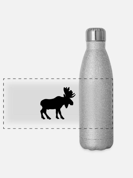 moose animal - Panorama Glitzer Isolierflasche 500 ml - Silber Glitzer - Vorne