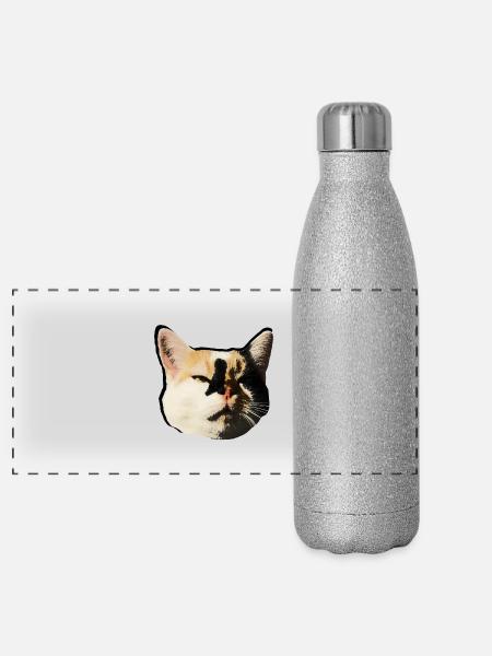 Lumi Cat - Gourde isotherme panoramique pailletée 500 ml - paillettes argentées - Devant