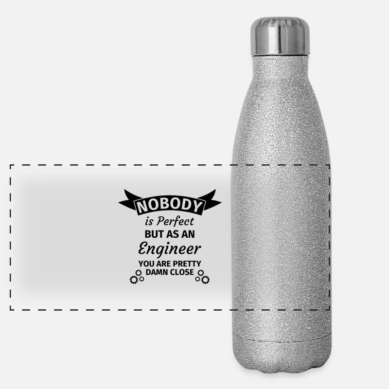 Nobody is Perfect but as an Engineer - Panorama Glitzer Isolierflasche 500 ml - Silber Glitzer