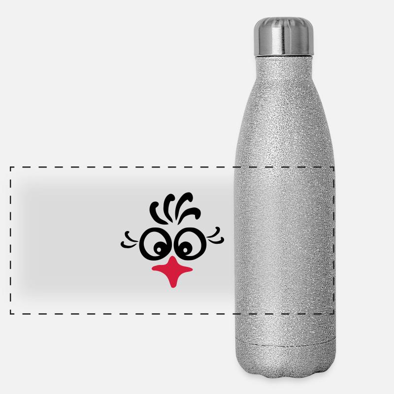 rooster_face Panorama Glitzer Isolierflasche 500 ml