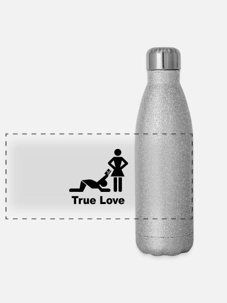 l'amour vrai - Gourde isotherme panoramique pailletée 500 ml - paillettes argentées - Devant