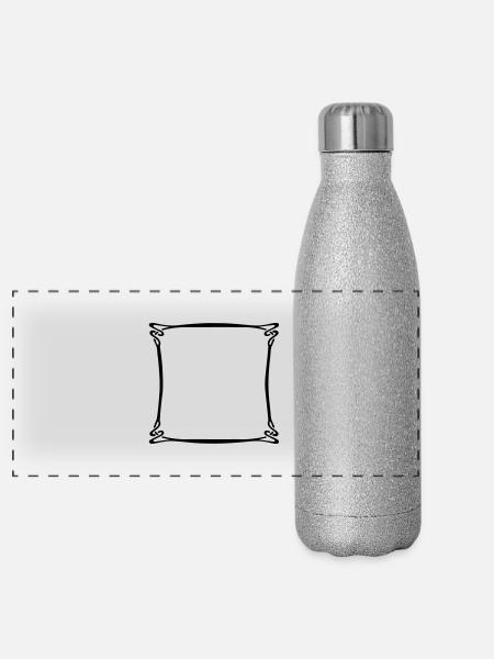 cadre carré - Gourde isotherme panoramique pailletée 500 ml - paillettes argentées - Devant