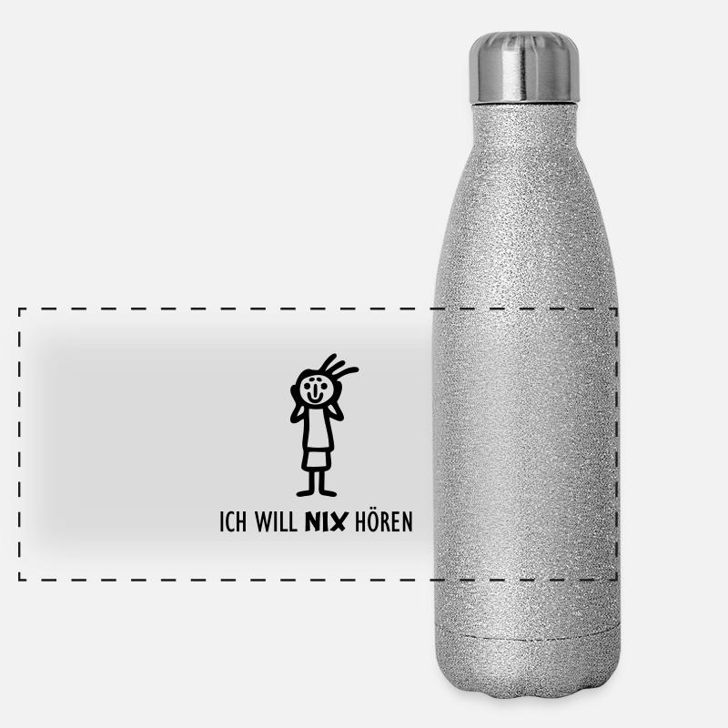 Strichmännchen NIX hören Panorama Glitzer Isolierflasche 500 ml