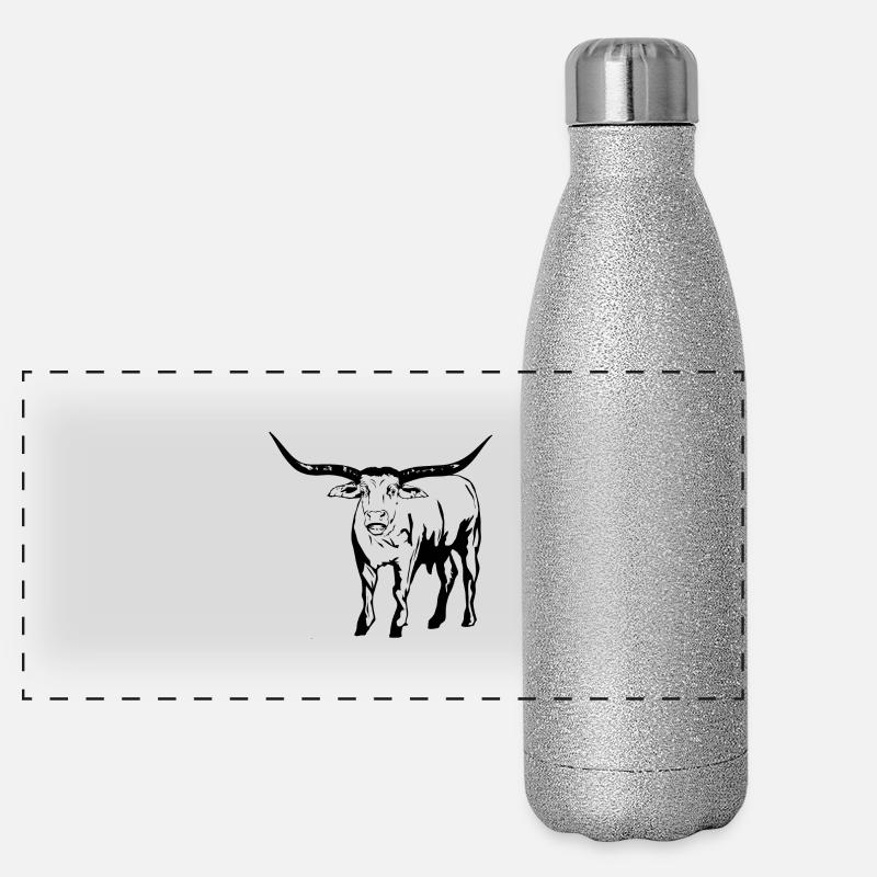 Texas Longhorn Buffalo Panorama Glitzer Isolierflasche 500 ml