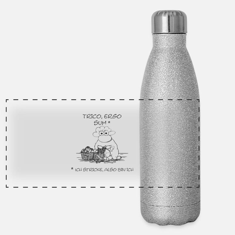 Trico ergo sum - Sheep motif for handicraft fans Panoramic Glitter Thermal Bottle 500 ml