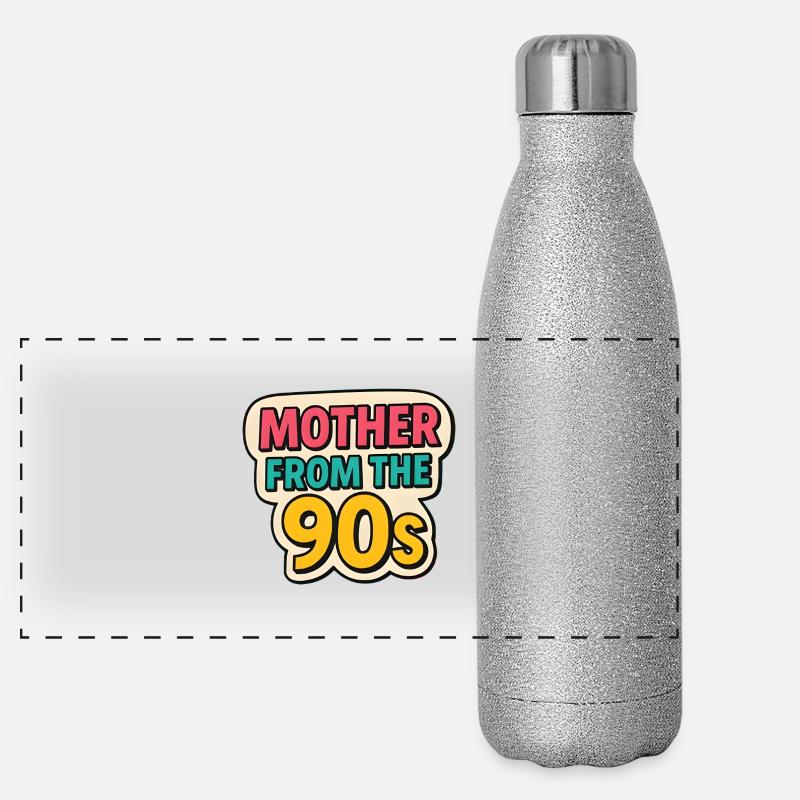 Mother from the 90s - Retro Mother's Day Graffiti Panoramic Glitter Thermal Bottle 500 ml