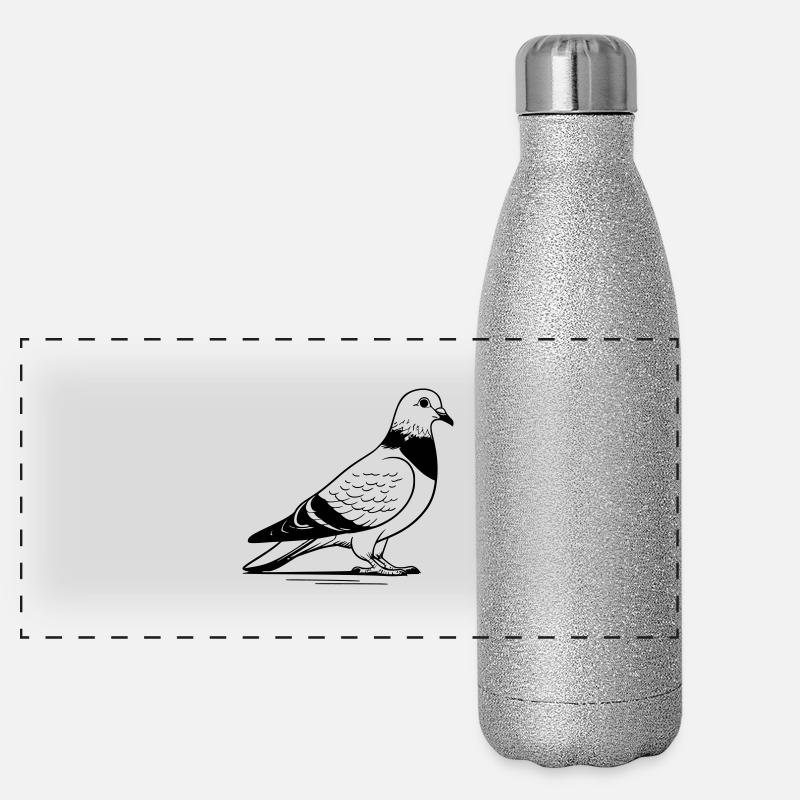 Straßentaube als Vektorgrafik Panorama Glitzer Isolierflasche 500 ml