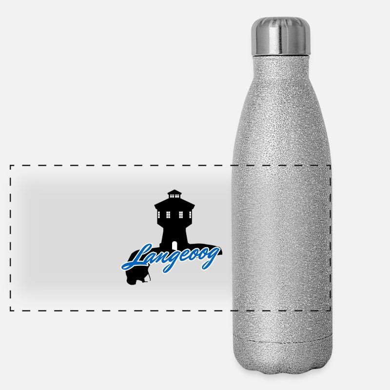 Langeoog Umriss & Wasserturm Panorama Glitzer Isolierflasche 500 ml