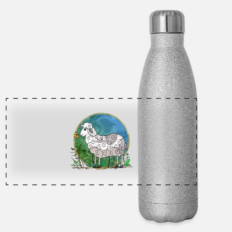 Mouton - Gourde isotherme panoramique pailletée 500 ml - paillettes argentées