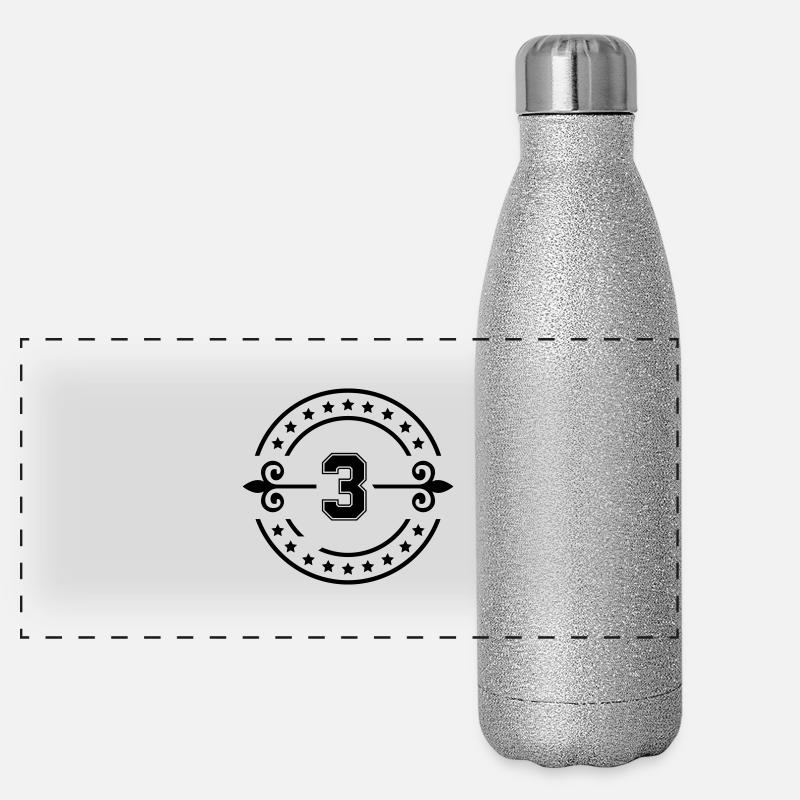 3 - Panorama Glitzer Isolierflasche 500 ml - Silber Glitzer