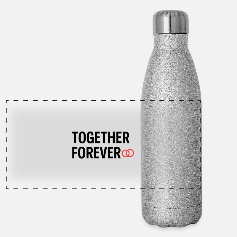 Connected Hearts Love Zitat Design Panorama Glitzer Isolierflasche 500 ml