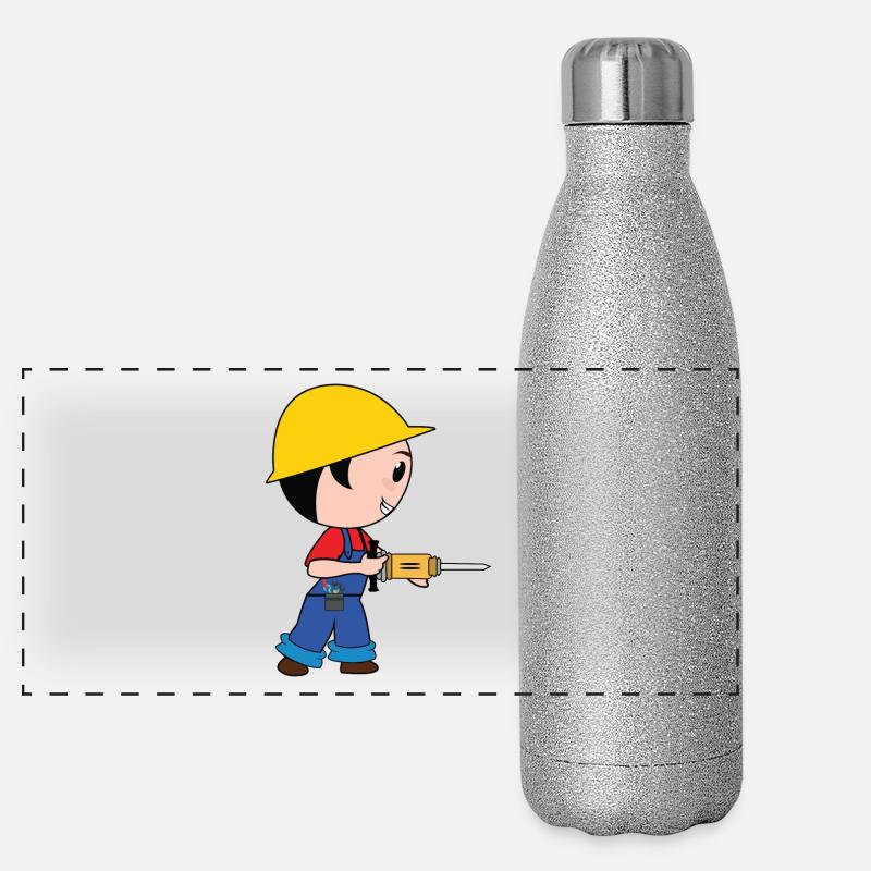 travailleur de la construction travailleur de la construction Strassenbau tierfb Gourde isotherme panoramique pailletée 500 ml