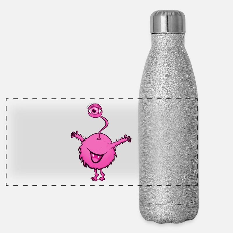 Monstre rose avec un oeil Gourde isotherme panoramique pailletée 500 ml