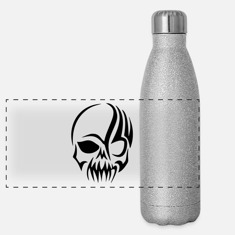 Totenkopf Panorama Glitzer Isolierflasche 500 ml