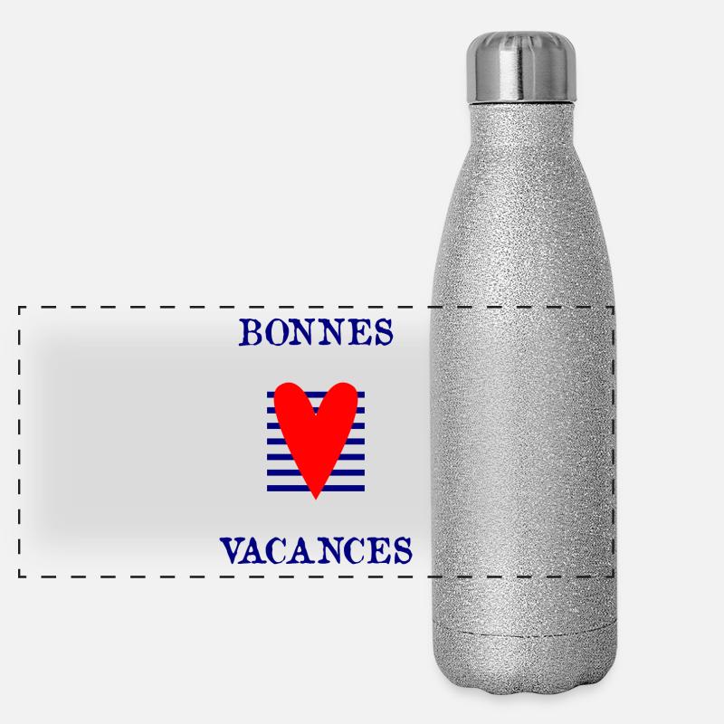 VIVE LES VACANCES. VACANCES. BONNES VACANCES. Gourde isotherme panoramique pailletée 500 ml