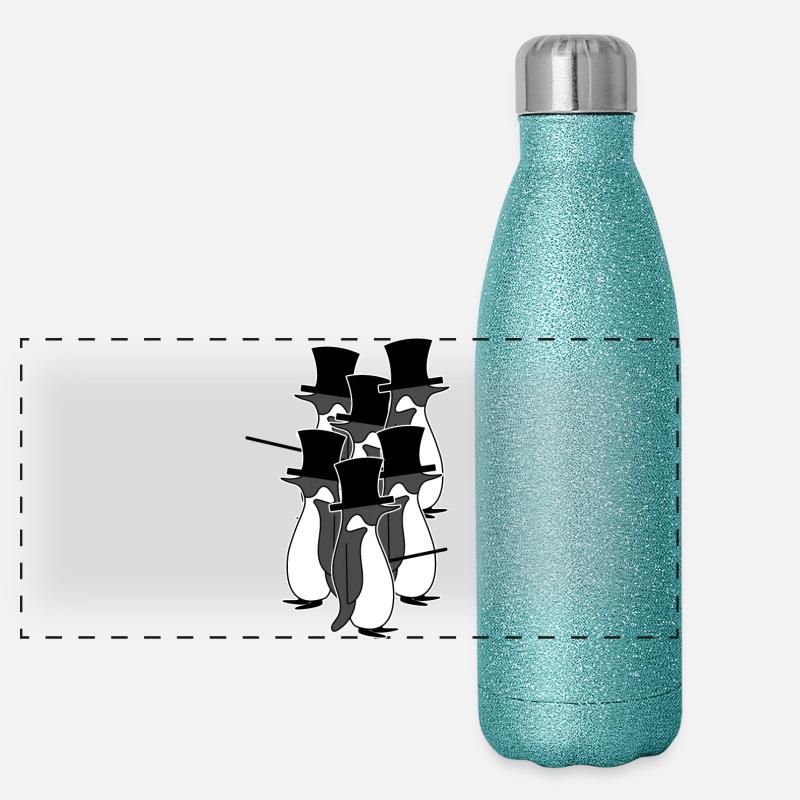 Cool Pinguin Vögel Tier Seevogel Südpol Panorama Glitzer Isolierflasche 500 ml