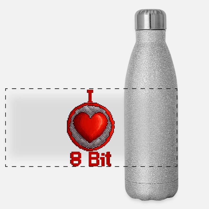 I love 8bit Panorama Glitzer Isolierflasche 500 ml